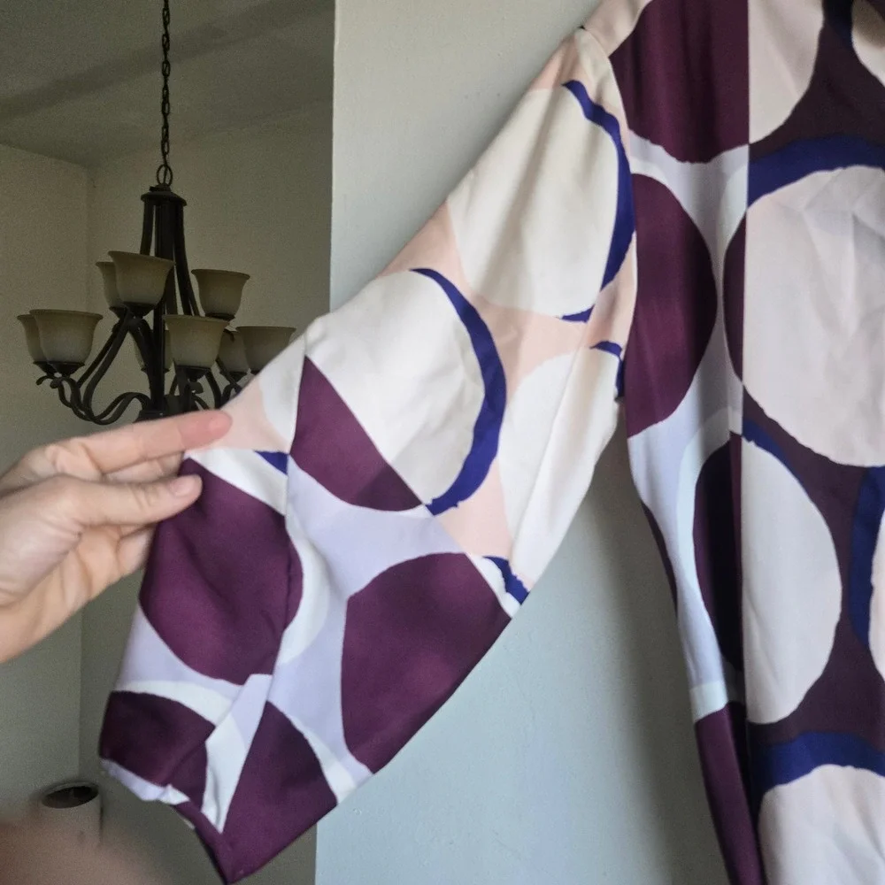 Diane von Furstenberg 4 Wrap Shirt‎ Dress Womens Plum Navy Blush Geometric
